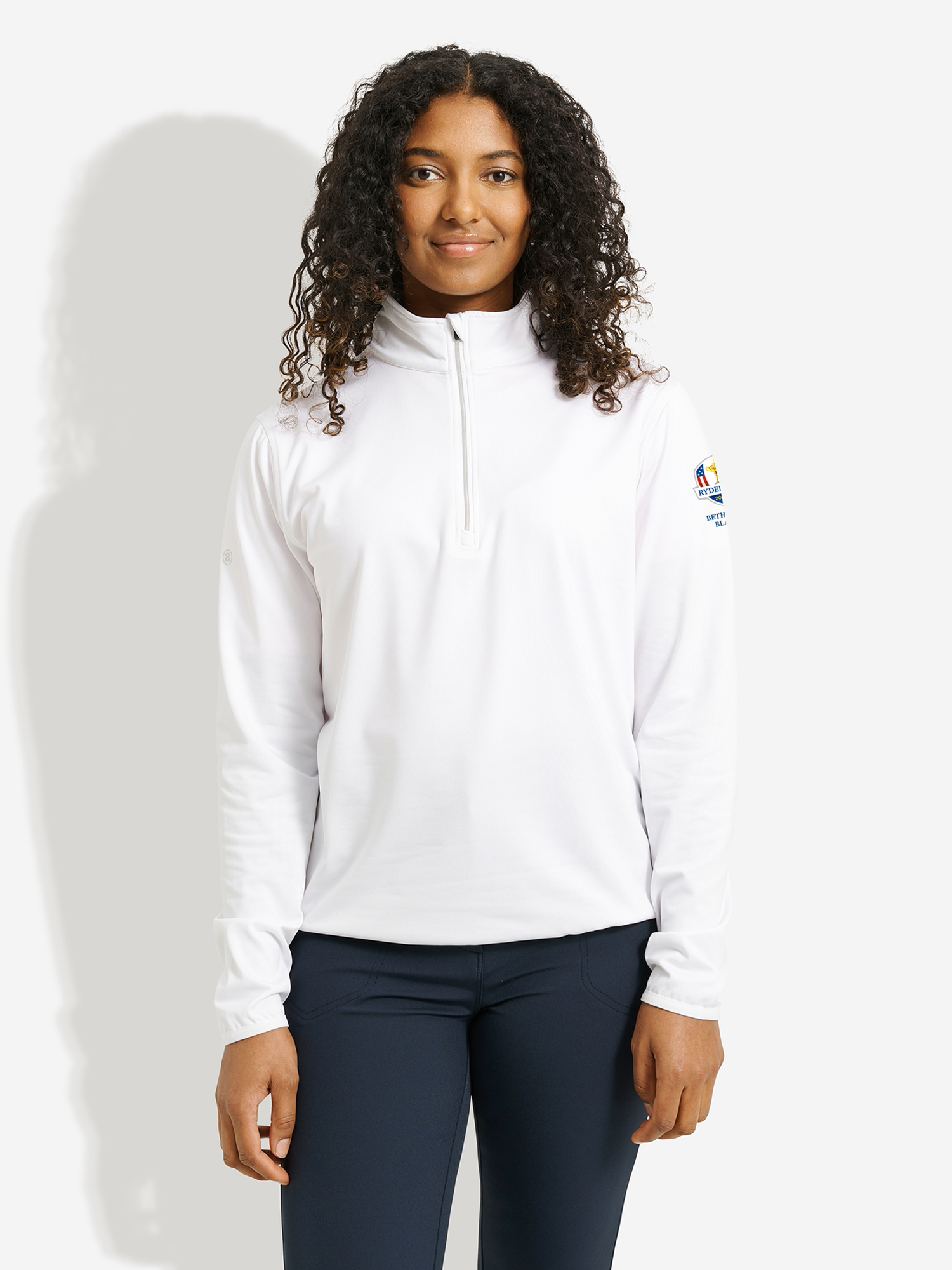 Bluză de golf pentru femei RDC25 Cradoc half zip White