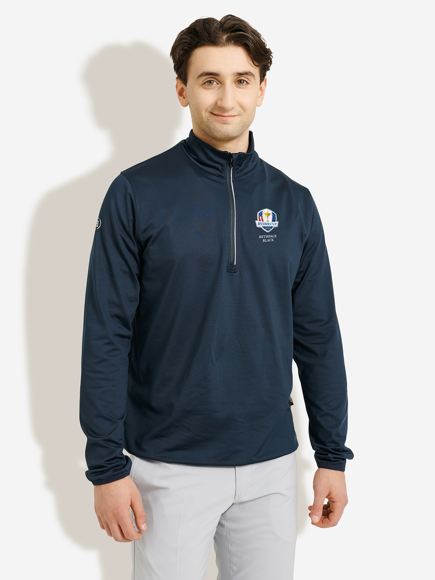 Bluză de golf pentru bărbați RDC25 Cradoc half zip fleece Navy