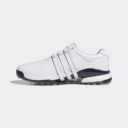 Pantofi golf bărbați Adidas TOUR360 25 SL din piele albă cu tehnologie BOOST și sistem de stabilitate Torsion Bridge.