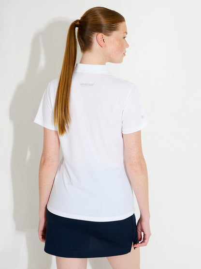 Tricou golf polo femei Abacus Cray DryCool 2724 Alb – detaliu guler